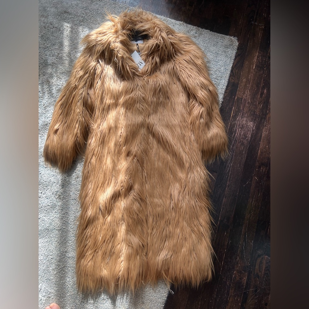 Zara Studio Faux Fur Jacket in Warm Brown